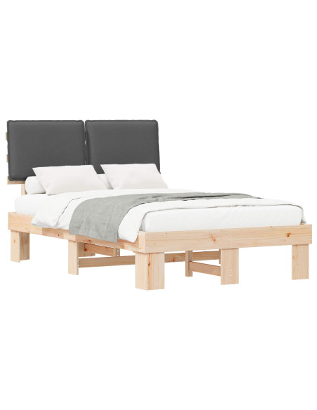 Letto con Testiera Rivestita Grigio scuro 120 x 200 cm