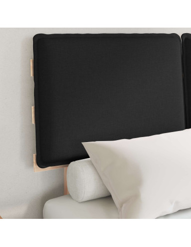 Letto con Testiera Rivestita Nero 120 x 200 cm Pino massello
