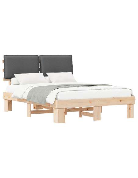 Letto con Testiera Rivestita Grigio scuro 140 x 190 cm