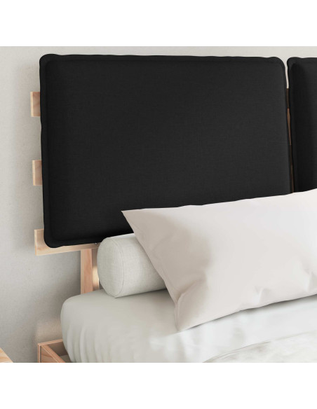 Letto con Testiera Rivestita Nero 140 x 190 cm Pino massello