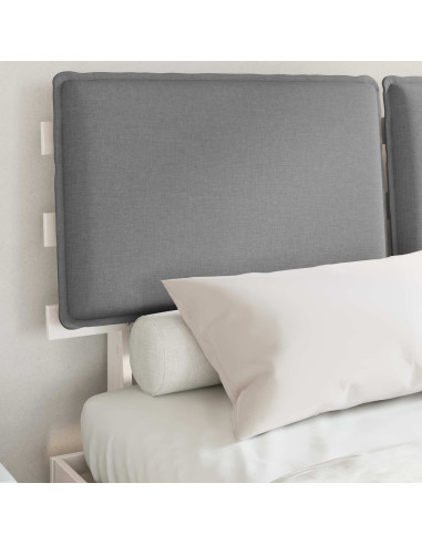 Letto con Testiera Rivestita Grigio chiaro 140 x 190 cm