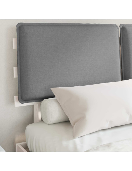 Letto con Testiera Rivestita Grigio chiaro 140 x 190 cm