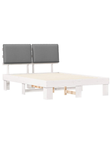 Letto con Testiera Rivestita Grigio chiaro 140 x 190 cm