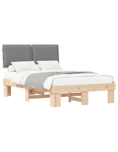 Letto con Testiera Rivestita Grigio chiaro 120 x 190 cm 2