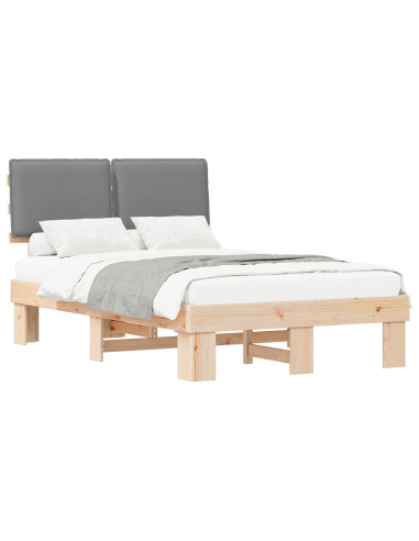 Letto con Testiera Rivestita Grigio chiaro 120 x 190 cm
