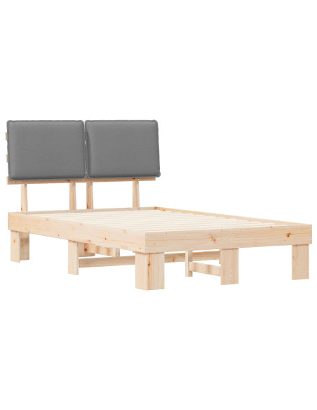 Letto con Testiera Rivestita Grigio chiaro 120 x 190 cm