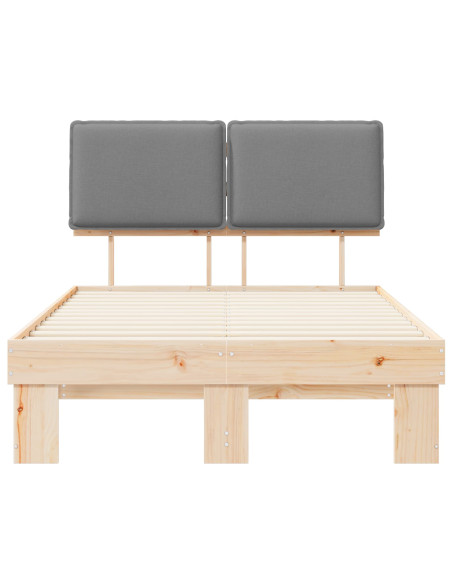 Letto con Testiera Rivestita Grigio chiaro 120 x 190 cm