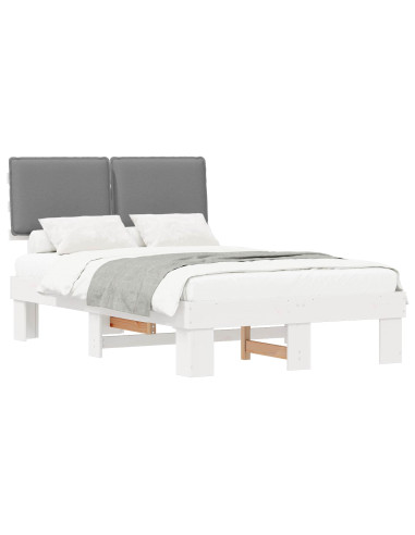 Letto con Testiera Rivestita Grigio chiaro 120 x 190 cm