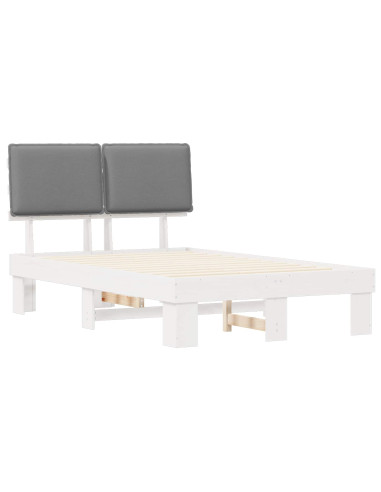 Letto con Testiera Rivestita Grigio chiaro 120 x 190 cm