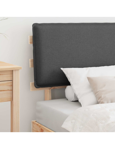 Letto con Testiera Rivestita Grigio scuro 90 x 200 cm