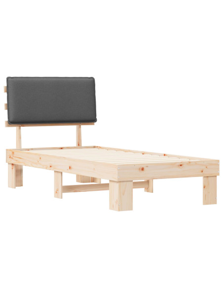Letto con Testiera Rivestita Grigio scuro 90 x 200 cm