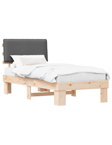 Letto con Testiera Rivestita Grigio scuro 80 x 200 cm