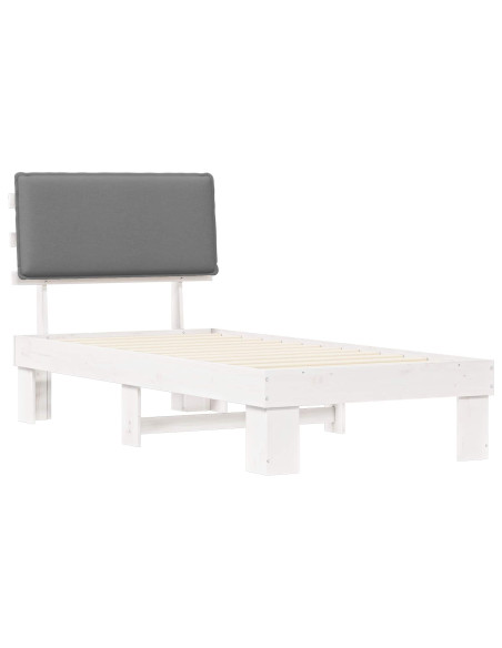 Letto con Testiera Rivestita Grigio chiaro 80 x 200 cm