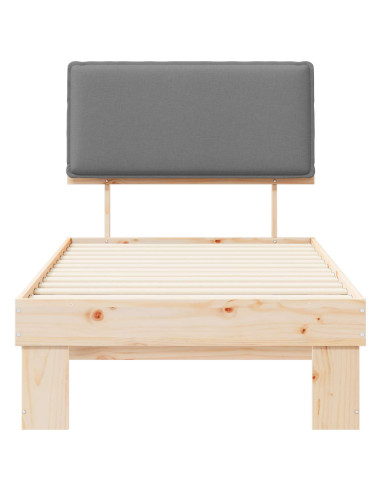 Letto con Testiera Rivestita Grigio chiaro 90 x 190 cm