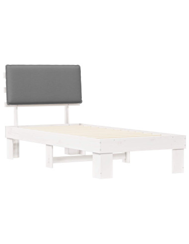 Letto con Testiera Rivestita Grigio chiaro 75 x 190 cm