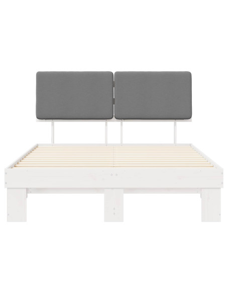 Letto con Testiera Rivestita Grigio chiaro 150 x 200 cm