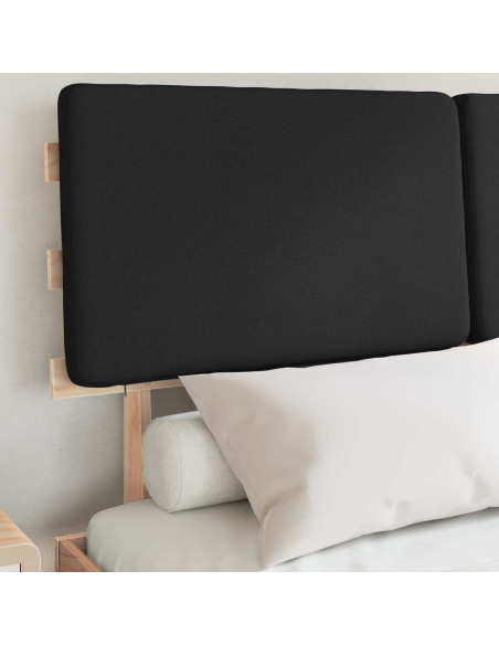 Letto con Testiera Rivestita Nero 140 x 190 cm Pino massello