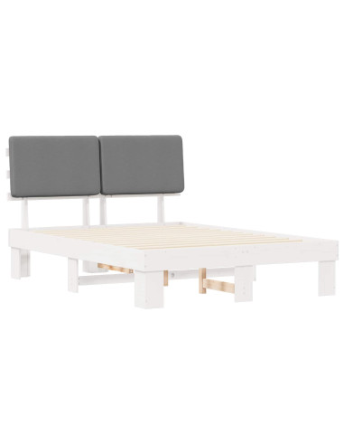 Letto con Testiera Rivestita Grigio chiaro 140 x 190 cm