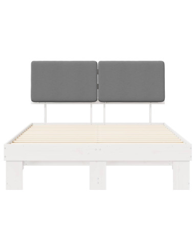 Letto con Testiera Rivestita Grigio chiaro 140 x 190 cm