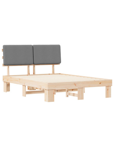 Letto con Testiera Rivestita Grigio chiaro 135 x 190 cm