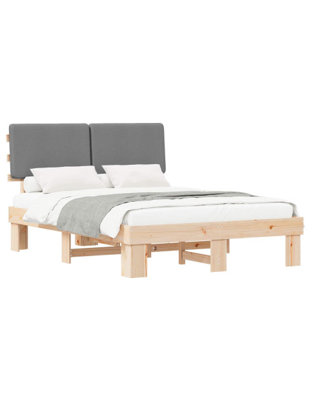 Letto con Testiera Rivestita Grigio chiaro 120 x 190 cm