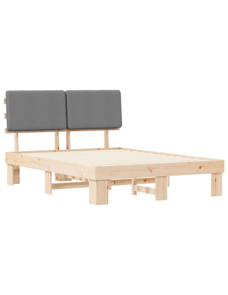 Letto con Testiera Rivestita Grigio chiaro 120 x 190 cm