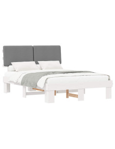 Letto con Testiera Rivestita Grigio chiaro 120 x 190 cm 2