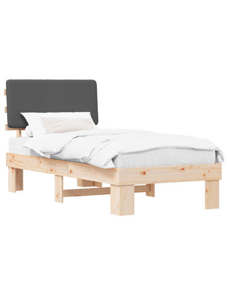 Letto con Testiera Rivestita Grigio scuro 100 x 200 cm