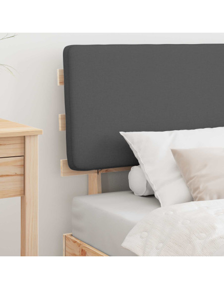 Letto con Testiera Rivestita Grigio scuro 90 x 200 cm