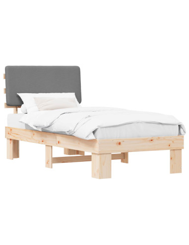 Letto con Testiera Rivestita Grigio chiaro 80 x 200 cm