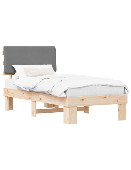 Letto con Testiera Rivestita Grigio chiaro 80 x 200 cm