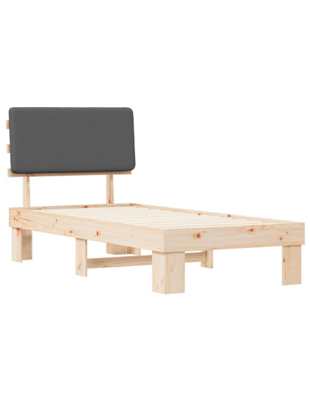 Letto con Testiera Rivestita Grigio scuro 80 x 200 cm