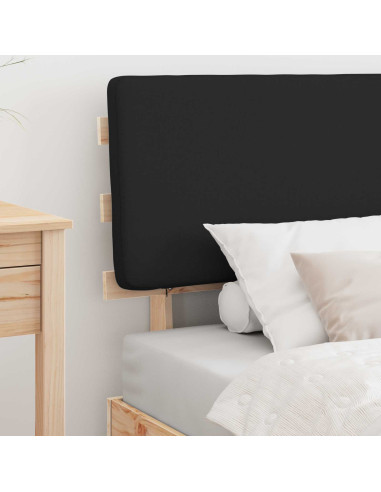 Letto con Testiera Rivestita Nero 80 x 200 cm Pino massello