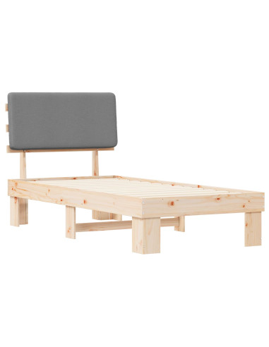 Letto con Testiera Rivestita Grigio chiaro 90 x 190 cm