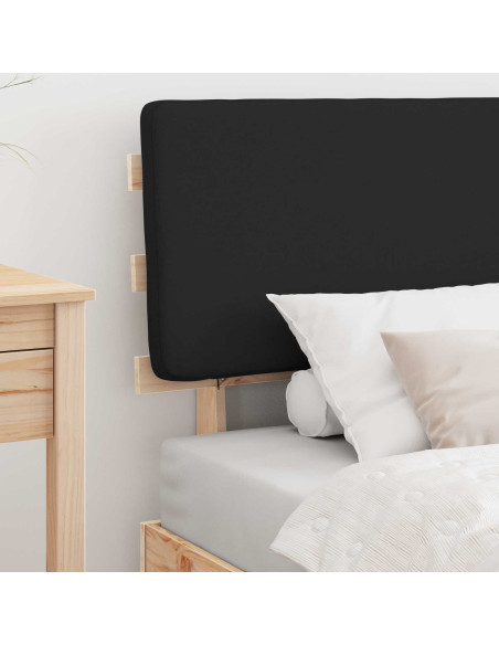 Letto con Testiera Rivestita Nero 90 x 190 cm Pino massello