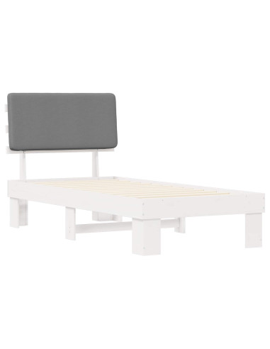 Letto con Testiera Rivestita Grigio chiaro 90 x 190 cm
