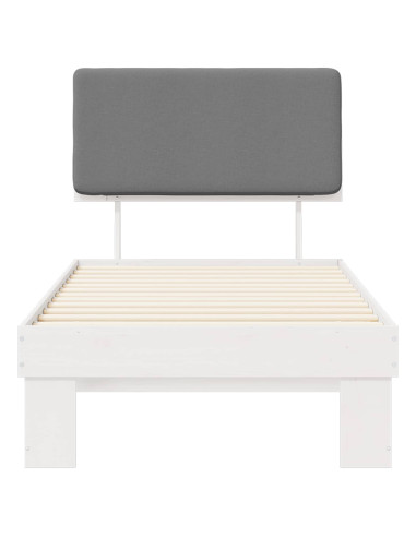 Letto con Testiera Rivestita Grigio chiaro 90 x 190 cm