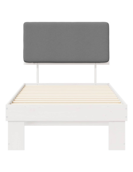 Letto con Testiera Rivestita Grigio chiaro 90 x 190 cm