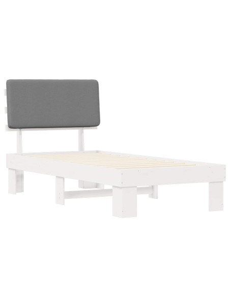 Letto con Testiera Rivestita Grigio chiaro 75 x 190 cm