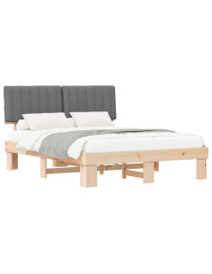 Letto con Testiera Rivestita Grigio chiaro 160 x 200 cm 2