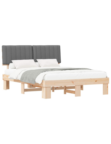 Letto con Testiera Rivestita Grigio chiaro 160 x 200 cm