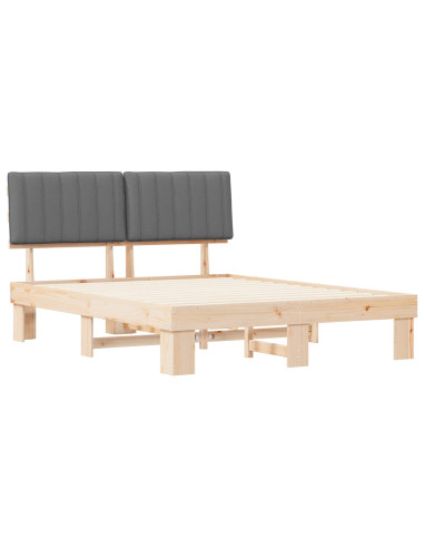 Letto con Testiera Rivestita Grigio chiaro 160 x 200 cm