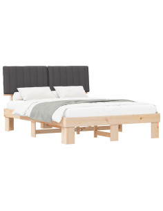 Letto con Testiera Rivestita Grigio scuro 160 x 200 cm 2