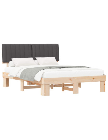 Letto con Testiera Rivestita Grigio scuro 160 x 200 cm