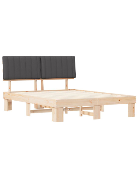 Letto con Testiera Rivestita Grigio scuro 160 x 200 cm