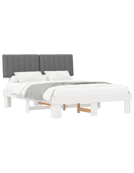 Letto con Testiera Rivestita Grigio chiaro 160 x 200 cm