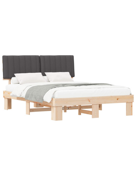 Letto con Testiera Rivestita Grigio scuro 150 x 200 cm