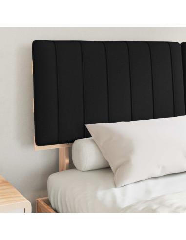 Letto con Testiera Rivestita Nero 150 x 200 cm Pino massello