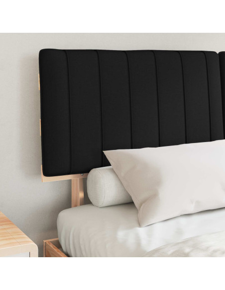 Letto con Testiera Rivestita Nero 150 x 200 cm Pino massello