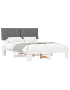 Letto con Testiera Rivestita Grigio chiaro 150 x 200 cm 2